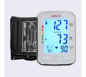 Healthgenie BPM04BL Digital Upper Arm Blood Pressure Monitor Fully Automatic | Irregular Heartbeat Detector | Batteries Included | 2 Year Warranty Bp Monitor Grey image